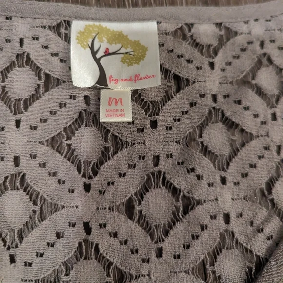 Fig and Flower embroidered boho floral tie front top - Picture 3 of 10